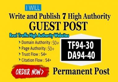 Write And Publish Guest Posts On 7 DA40-DA90 HQ Authority Real Sites