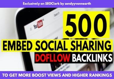 500 YouTube Embed Sharing Dofollow Backlinks