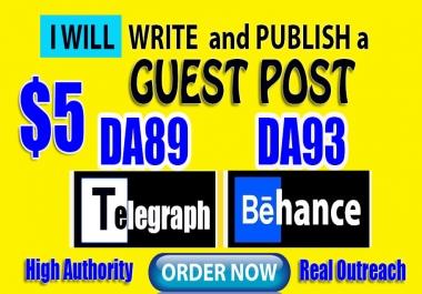 Write and Publish Guest Posts on DA89 Telegraph and DA93 Behance. net
