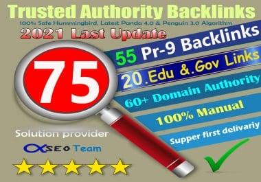 Exclusive Offer-75 Backlinks 50 PR9 +25 EDU/GOV 80+DA manually Do Safe SEO Increase Google rank
