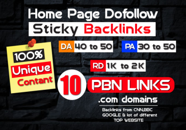 Do 10 Homepage Sticky Dofollw Pbn High Quality Seo Backlinks