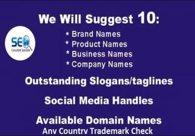 I will develop a top Business Name,  Brand Name,  Or Tagline