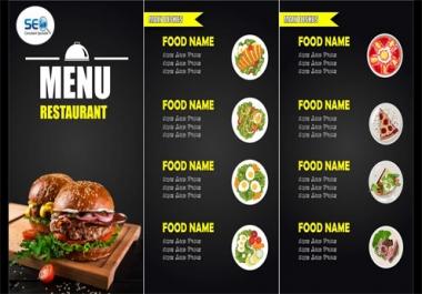 I will design food menu,  restaurant menu