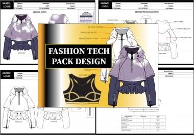 I will create complete fashion tech pack designs
