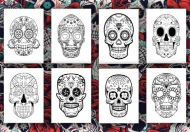 50 pages sugar skull coloring pages for kids