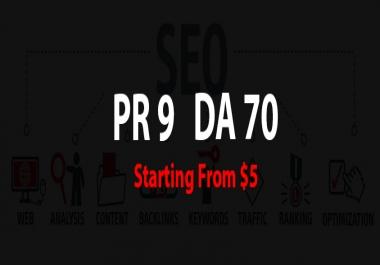 I will provide PR9 - DA 70 Backlinks