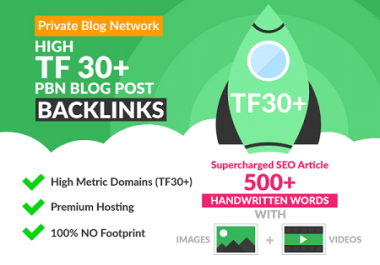 Buy 20 High TF 30+ PBN Blog Post SEO Backlinks