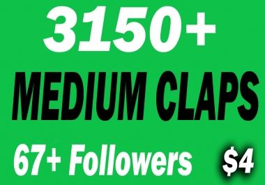 Buy 3150+ Medium Claps and 67+ Followers