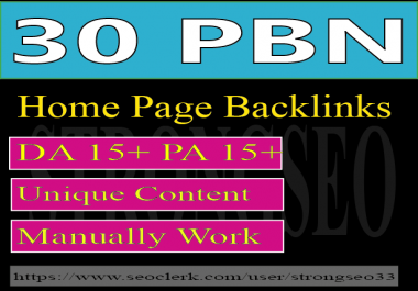 30 pbn high quality dofollow home page backlinks