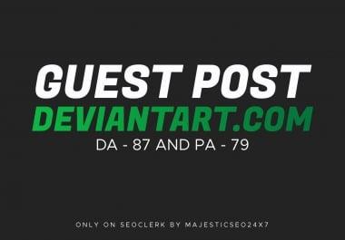 Publish A Guest Blog Post On deviantart. com DA-87 With 100 Indexing guarantee