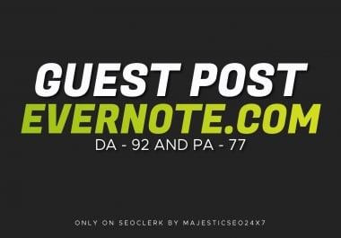 Publish Guest Post On Evernote. com DA 92 and It's permanent backlinks