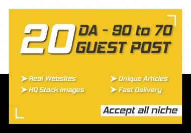 Publish 20 Permanent High DA Guest Posts with 100 percent Indexing guarantee