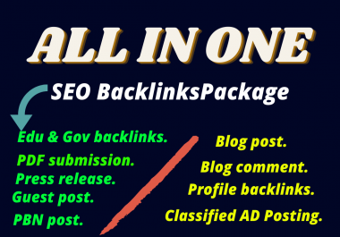 Powerful All In SEO backlinks package for best ranking.