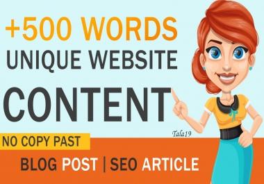 I will write 500 words blog or SEO articles Unique content NO COPY PAST