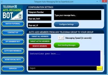 Telegram Auto-Messaging Bot - auto-send custom messages to all membrs of ANY GR0UP on Telegram