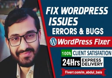 I will fix wordpress issues,  fix wordpress errors and bugs quickly