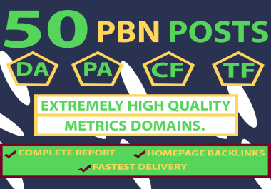 50 Homepage PBN Links DA 25+ HIGH TF Dofollow Manually