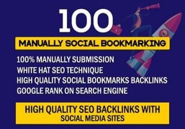 Manually 100 Social Bookmarking SEO Backlinks With Social Media Sites