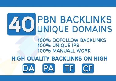 DR45+ High Quality 40 PBN Unique Domains Contextual Backlinks