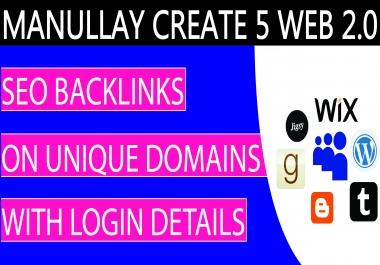 5 Web 2.0 Contextual SEO Backlinks Unique Domain