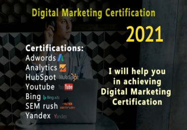 I will get google,  bing,  youtube,  semrush academy success on your behalf