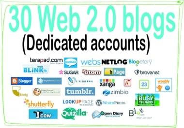 Do 30 Web 2.0 Blogs High-Quality PREMIUM Backlinks To Improvement Your Rank