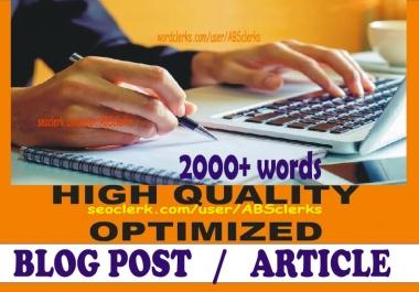 Expert SEO Content Writer - 2000words ARTICLE Writing/ BLOG POSTS/ Web Page Content