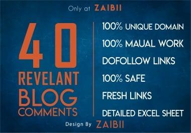 Provide 40 Niche Relevant Blog Comment