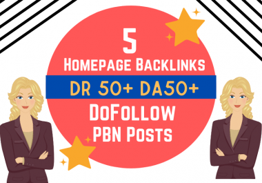 5 Extremely High DR 50 and DA 50 Plus Homepage Backlinks PBN
