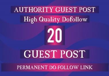 I will 20 high authority guest post da 95 to 42 sites updated 2019