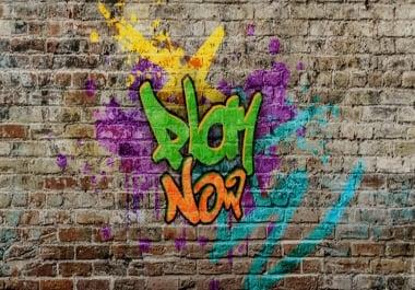 I will write your 2 graffiti text words on the wall