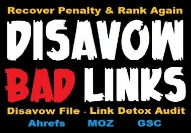 Disavow Toxic Bad Spammy Links Removal,  Disavow File,  Penalty Recovery,  Link Detox Audit