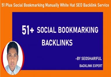 51 plus social bookmarking manually white hat SEO backlink service