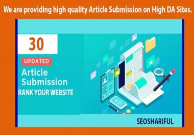 High quality Article Submission on High DA Sites