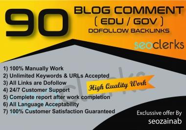 Provid 90 Blog Comments High DA/PA,  EDU/GOV,  in High Quality Dofollow Backlinks
