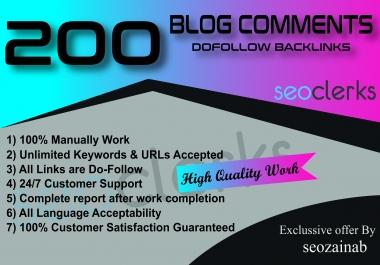 I Will Create Manually 200 High Quality Dofollow Blog Comments and High DA PA Backlinks