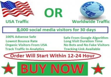 8000 social media visitors guarantee 100 for 10 days