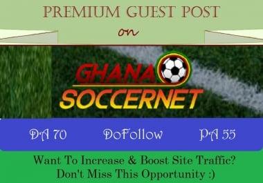 Publish Guest Post on GhanaSoccerNet. com - DA 70,  DR 65