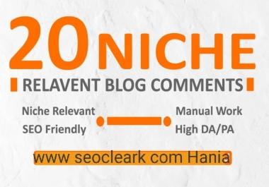 Get 20 High Quality Niche Relevant Blog comments Backlinks