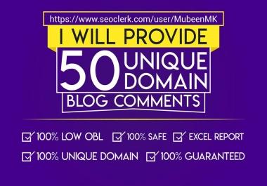 Do 50 Unique Domain And Low Obl Dofollow Blog Comments High Da Pa