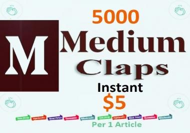 Instant 5000 Medium Claps Worldwide human genuine users