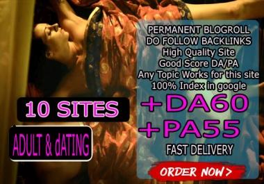 Backlinks da60x10 site adult blogroll permanent