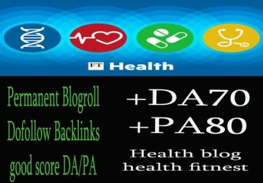 Give you backlink da70x10 Health permanent blogroll