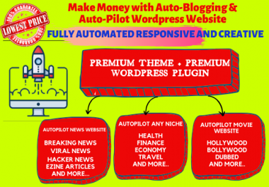 I will give you Autoblogging and Autopilot wordpress website on any niche