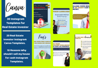 I will give you 30 real estate investor instagram templates fully editable in canva