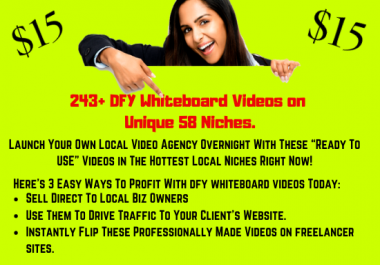 I will give you 243 DFY Whiteboard Videos on Unique 58 Niches