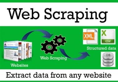 I will do Data Extraction,  Web Scraping,  Email list,  Research job