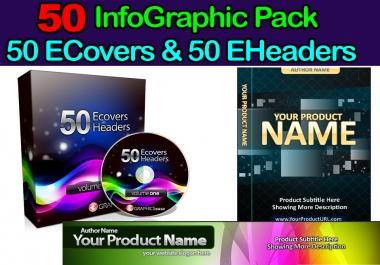 Get 50 Editable INFOGRAPHIC Pack 50 ecovers 50 eHeaders/Banner with PSD files