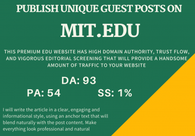I will write and publish unique guest posts on High Authority EDU domains DA- 93 PA 54