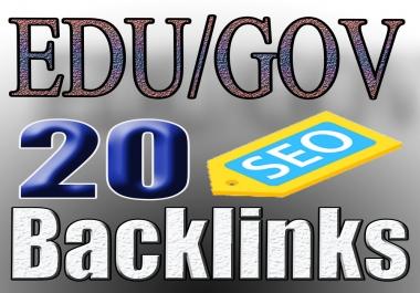 I will do 20 HQ permanent backlinks DA60 to 95, edu links